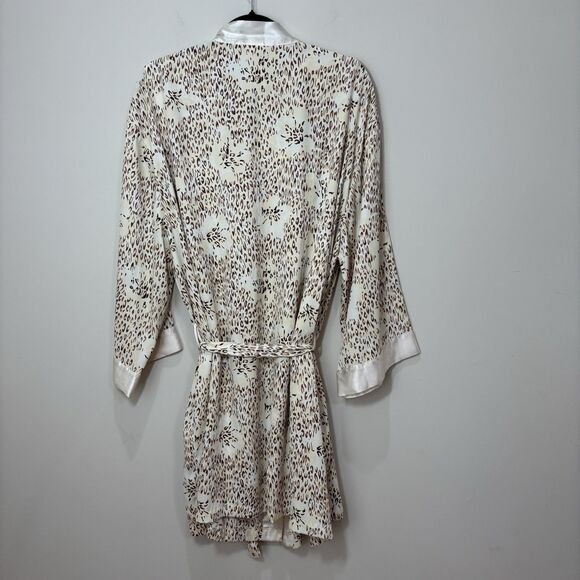 Cabernet Sleepwear Satin Robe & Top Set Women L/XL Tan Leopard Silky Loungewear - Picture 3 of 8